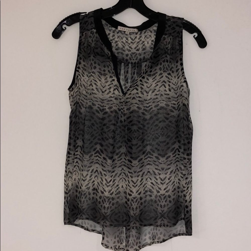 Black and White Patterned Sheer Tank